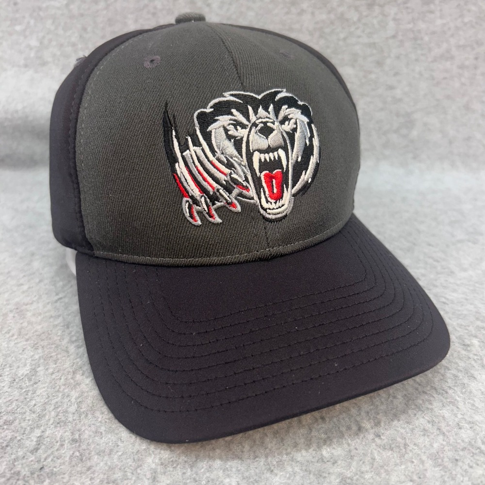 Grizzlies Bear Logo Mens Black Grey Zephyr Hat Stretch Fit S/M